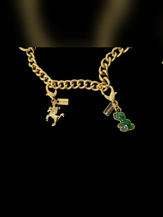 Letter "C" Gold-Tone Bag Chain with Multicolor Enamel Accents - Picture 4 of 6